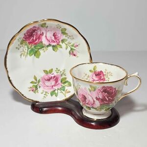 Royal Albert Teacup and Saucer American Beauty Pink Roses Vintage